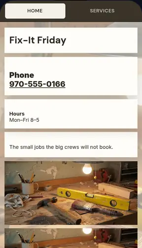 The Fix-It Friday template on a phone