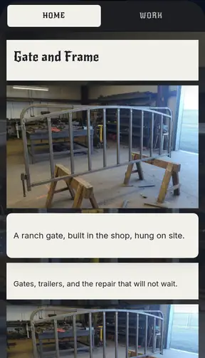 The Gate and Frame template on a phone