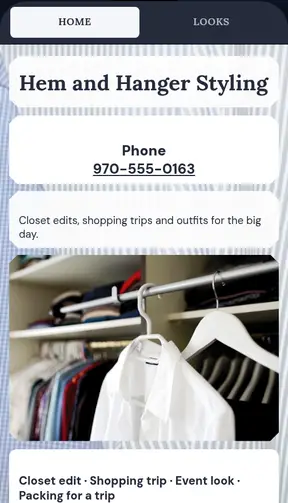 The Hem and Hanger template on a phone