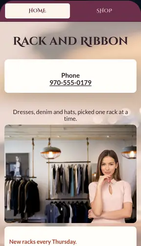 The Rack and Ribbon template on a phone