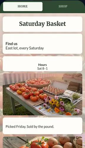 The Saturday Basket template on a phone